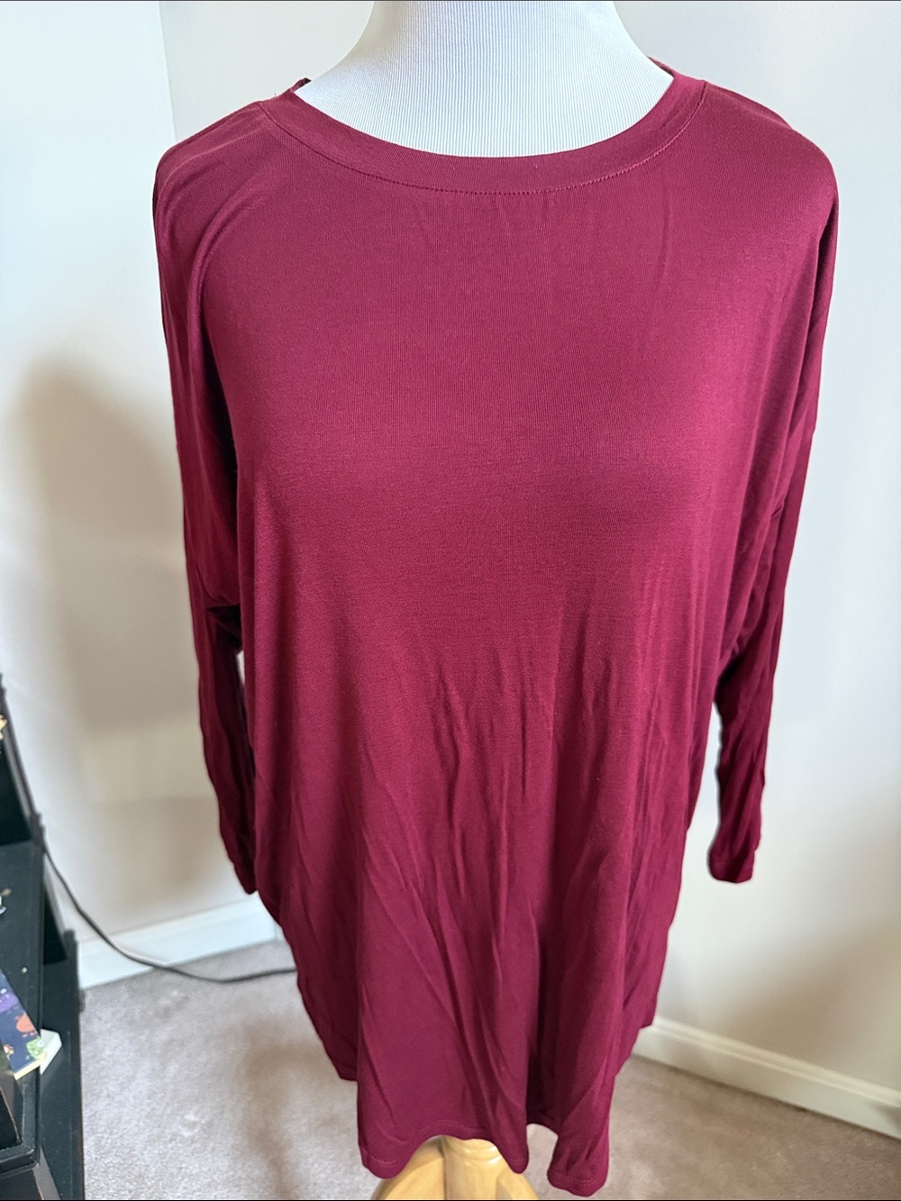 LOFT Long Sleeve Tunic Top in Burgundy Wine